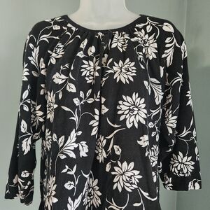 Floral Black and White Women's Top